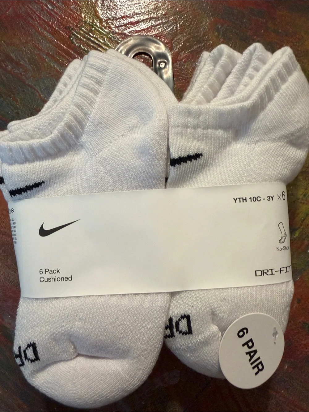 Nike White Low-Cut Athletic No-Show Socks - 6 Pack Dry Fit NEW Sz. XS 5-7 10C-3Y